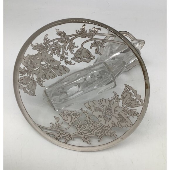 Silver City Vintage Glass Candle Holders With Poppy Flower Silver Overlay READ - Picture 8 of 9